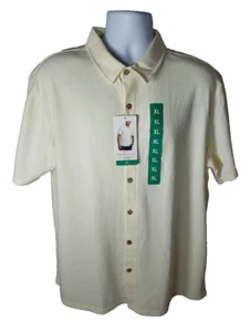 Short sleeve button up shirt Men's size XL Ivory Cotton/Spandex Weatherproof NWT - Picture 1 of 12