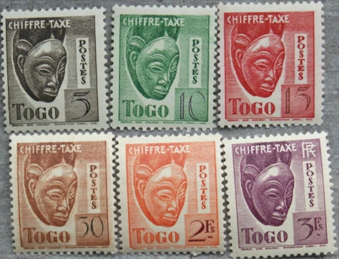 TOGO 1942 / 1944 Postage Marks 32-37 Postage Due Mask Masks Mask Art Art ** Cover