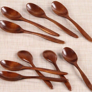 18CM HighQuality Wave Wood Spoon Flatware Kitchen Tool Soup Dessert V2Q5 F2S5