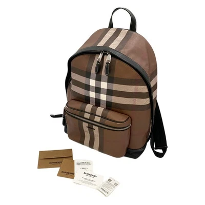 Auténtica Mochila BURBERRY Check Marrón, Bolso, Nylon Japón Foto 1 de 4
