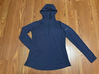 Women’s COLUMBIA Omni-Shade Hooded Performance Shirt Large Lightweight Navy Blue - Image 1 of 4