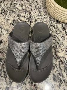 NUEVA SANDALIA TANGA MUJER FITFLOP LULU SUPERGLITZ PLATA 639-011 talla 9 - Imagen 1 de 6
