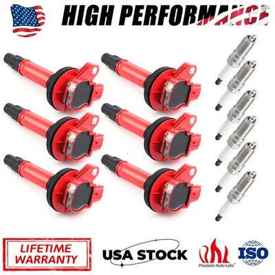 Paquete de 6 bobinas de encendido y bujías de iridio para Ford Lincoln Mazda 3,5 L 3,7 L UF553 Foto 1 de 4