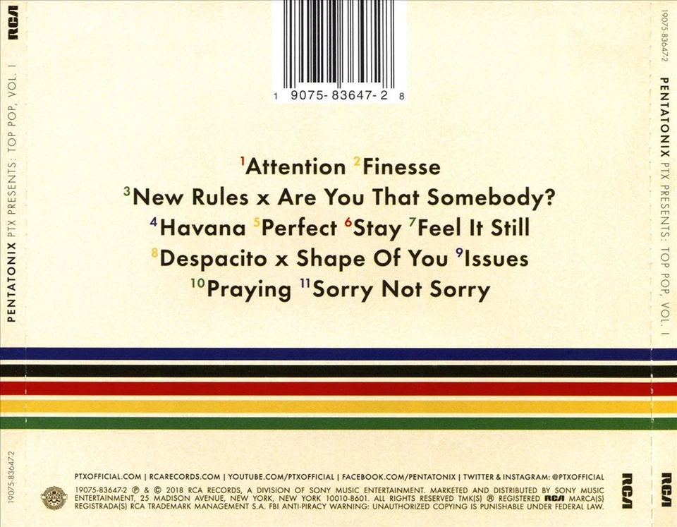 PENTATONIX - PTX PRESENTS: TOP POP, VOL. 1 NEW CD Foto 1 de 1