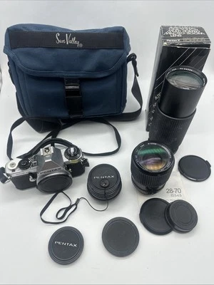 PENTAX ME SUPER 35mm FILM SLR CAMERA w/ Lenses Accessories - Image 1 of 4