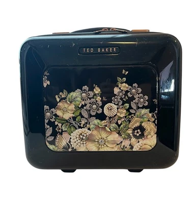 TED BAKER Vanity Case Luggage Travel Black Floral Garden Zipper - Image 1 of 4