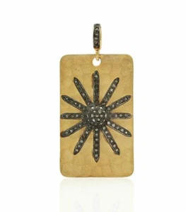 Pave Diamond Dog Tag Pendant 925 Silver Fine Diamond Pendant Jewelry Gift. - Picture 1 of 12