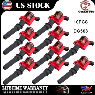 Paquete de 10 bobinas de encendido para Ford E-350 Super Duty Base 2009-2016 2017 6,8 L DG508 Foto 1 de 4