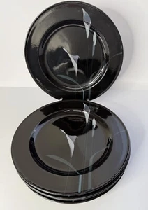 6 platos de cena planos vintage Mikasa Galleria Opus Black Calla Lilly FK701 11" - Imagen 1 de 7