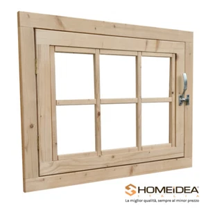 Finestra in legno apribile per casetta 81x 61cm con telaio e ferramenta - Foto 1 di 5