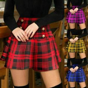Minifalda informal de cintura alta para mujer a cuadros estampado a cuadros para damas punk fiesta - Imagen 1 de 15