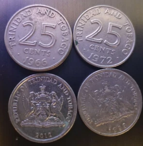 Trinidad & Tobago Mixed 5 Pieces - 25 Cent Bronze Coin - National Arms - Picture 1 of 1