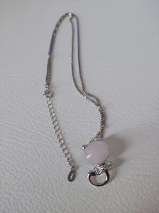 collana donna argento 925 con ciondolo gattino con pietra rosa - Foto 1 di 5
