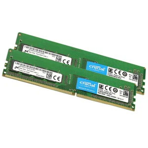 For Crucial Kit 16GB DDR4-2400 MHz 2x 8GB DIMM RAM Desktop Memory 1Rx8 PC4-19200 - Picture 1 of 4
