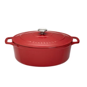 Cocotte ovale 35 cm chasseur rouge uni interieur sable fonte émaillée 43.5x27.5 - Imagen 1 de 2