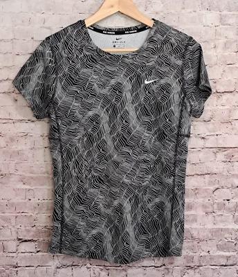 Camiseta para correr Nike Pronto Miler negra/blanca mediana Foto 1 de 4