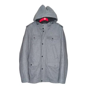 Guess Gray Wool Coat size Medium Hood Pockets - Picture 1 of 10