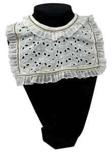 Antique Vtg Childs Boys Girls Lace Ruffle Eyelet Collar Bib Style - Picture 1 of 5