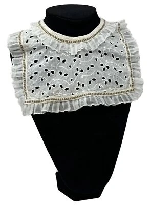 Antique Vtg Childs Boys Girls Lace Ruffle Eyelet Collar Bib Style - Image 1 of 4