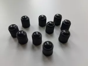 SCHRADER TYRE VALVE CAPS X10 BLACK VW MERC BMW PORSCHE HONDA KIA NISSAN SUBARU - Picture 1 of 1