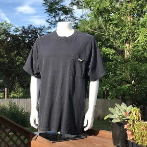 IZOD Lacoste Crewneck Shirt Pocket Logo T Mens L Black Single Stitch Vintage - Picture 1 of 12