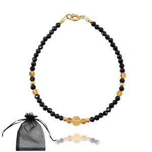 Armband aus Schwarzem Turmalin & Citrin mit vergoldeten Silberdetails - Bild 1 von 4