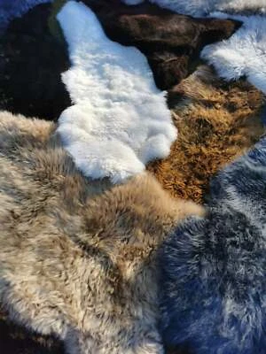 Schaffell Echt / Öko Lammfell  /  Natur Felle mit Bildern / 2.Wahl / BIO-Teppich - Bild 1 von 4