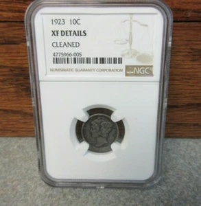1923 Winged Liberty Head or Mercury Silver Dime NGC : XF Details : Die Crack - Picture 1 of 6