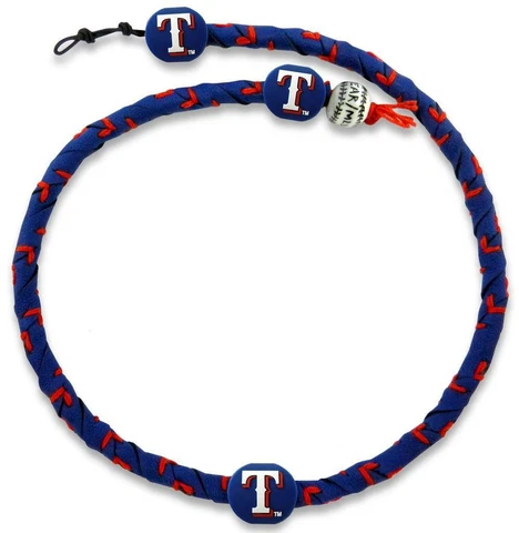 Texas Rangers Color Frozen Rope Baseball Necklace [NEW] MLB Jewelry Leather Cover
