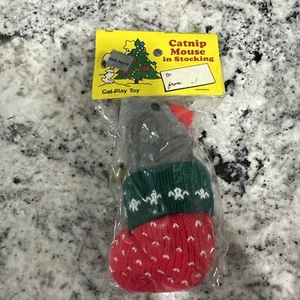 Vintage Catnip Mouse In Stocking - Cat Play Toy - Picture 1 of 2