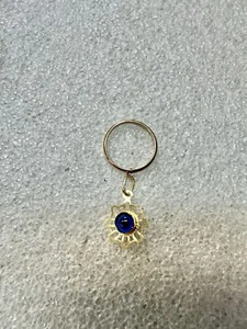 14k Yellow Gold Flower W Evil Eye Dangle Charm Size 2 Ring 1.08 Grams - Picture 1 of 7
