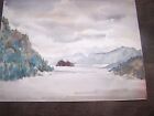 Original Watercolor By Peg Humphreys, Lone Island In Lake 12"X9"