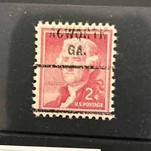 ACWORTH, GEORGIA Precancel TYPE 712 Two Cent Jefferson Stamp - Picture 1 of 1