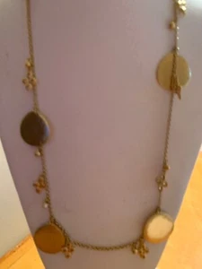 Collana $74 Lauren Ralph Lauren tono oro disco martellato 34" S57 - Foto 1 di 10