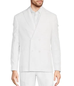Murano Slim Fit Double Breasted Linen Blend Blazer Men's 3XLT White $260 NWT - Picture 1 of 8