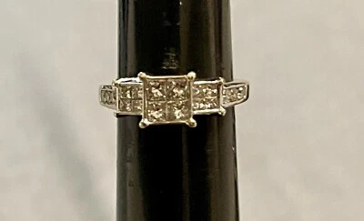 1-1/4 carat Three Stone Diamond Ring Quad Princess cut 14K White Gold 1.28 ct tw - Image 1 of 4