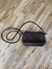 Cole Haan woven leather cinnamon brown small cross body purse bag Italy braided