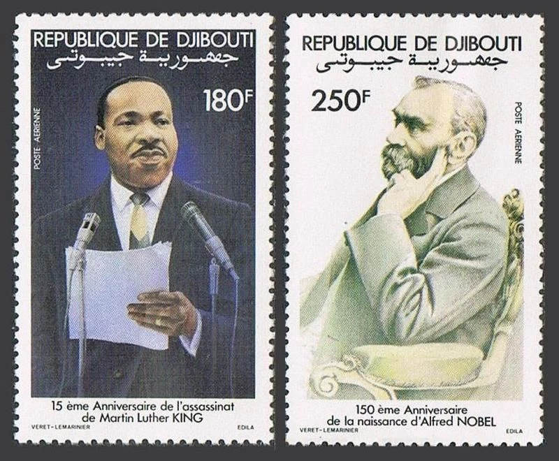 Djibouti C180-C181,MNH.Michel 369-370. Martin Luther King, Alfred Nobel, 1983. Foto 1 de 1