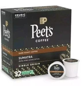 96 Count Peets Coffee Origin Sumatra Dark Roast Single Serve K-Cup Pods 3x32 - Picture 1 of 6