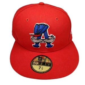 Auburn Doubledays Mustache Hat 7 1/4 Red 59Fifty Cap Red New Era Minor League - Picture 1 of 1