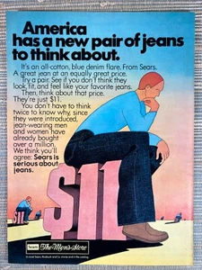 Sears $ 11 Denim Blue Jeans The Men's Store 1976 Vintage Print Ad - Bild 1 von 1