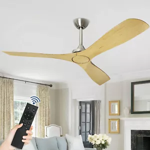 52 In Ceiling Fan with Remote Indoor Wood Ceiling Fan with 3 Blades No Light - Picture 1 of 8