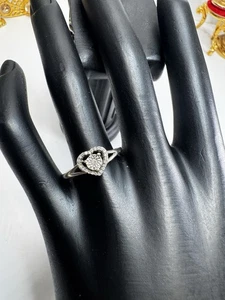 Sterling Silber Herz Ring mit Diamant Akzenten Größe 8,5 romantisches Design - Bild 1 von 10
