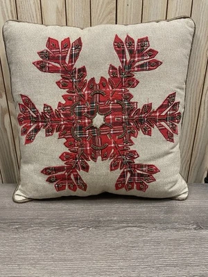 Pier 1 Imports beaded Sparkly Christmas Snowflake Holiday Embellished Pillow - Image 1 of 4