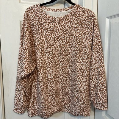 Blusa moletom Lou & cinza para loft estampa de leopardo terry tamanho grande tamanho M - Imagem 1 de 4