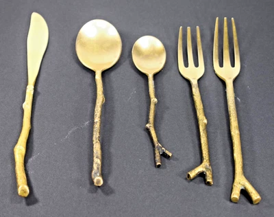 Pottery Barn Twig Branches Bronze Brass Flatware Set - Image 1 of 3