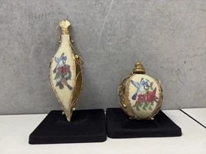 Vintage Gold Filigran Glas Ornamente mit Vögeln — 8” & 3” 2er Set - Bild 1 von 6