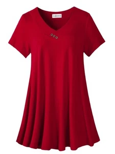 Plus Size Tops for Womens T Shirts Button Down Summer Clothes Short Sleeve Tu... - Picture 1 of 6
