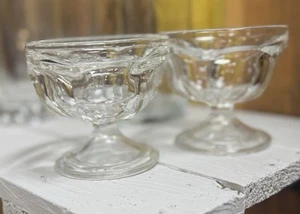 Vintage Set of 2 Clear Glass Footed Sherbet Ice Cream Pudding Cup Bowl Dish 3” T - Picture 1 of 3