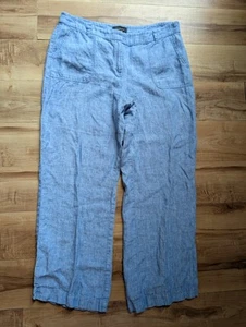 Talbots 100% Linen Chambray Trouser Pants Waist Wide Leg, Women's Sz 14 - Picture 1 of 8